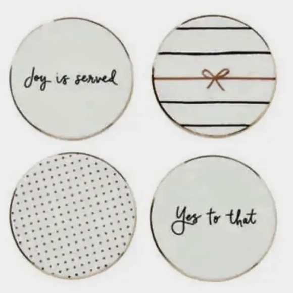 Kate Spade x Lenox Charmed Life Coasters Gold Black White Trendy Wedding Gift - Picture 6 of 7